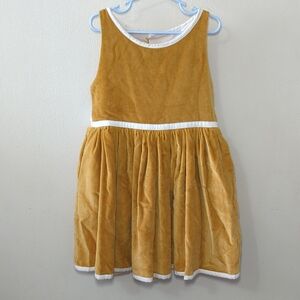 Well Dressed Wolf Velvet Pinafore Dress Gold Cotton Vintage-style Girls Size 6